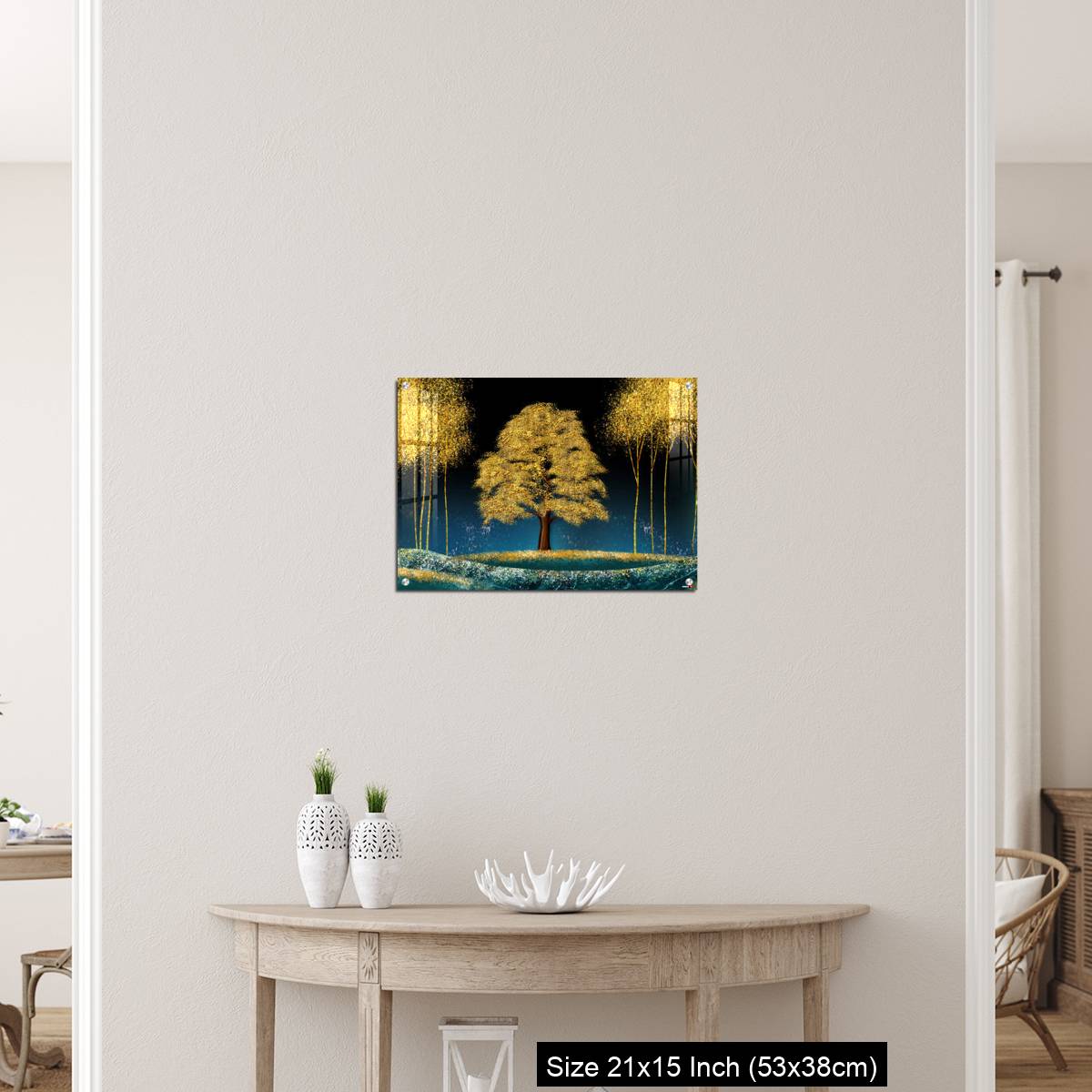 OMGs Acrylic Wall Decor – Modern canvas art mural wallpaper landscape moon, golden christmas trees, colorful mountains - Image 19