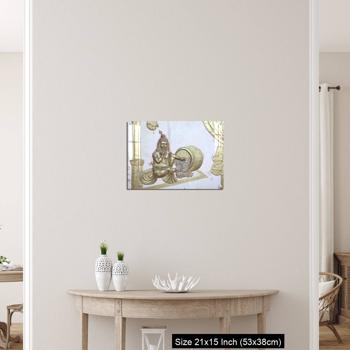 OMGs Acrylic Wall Decor – Sri Krishna with makhan a wall art on temple of varansi - Image 19