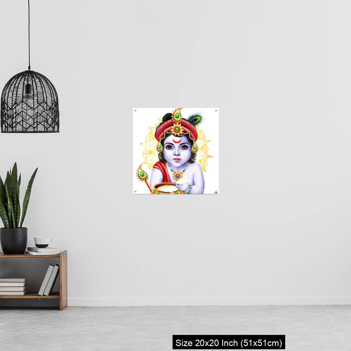 OMGs Acrylic Wall Decor – Little Krishna with a pot of butter on ornament background. - Image 20