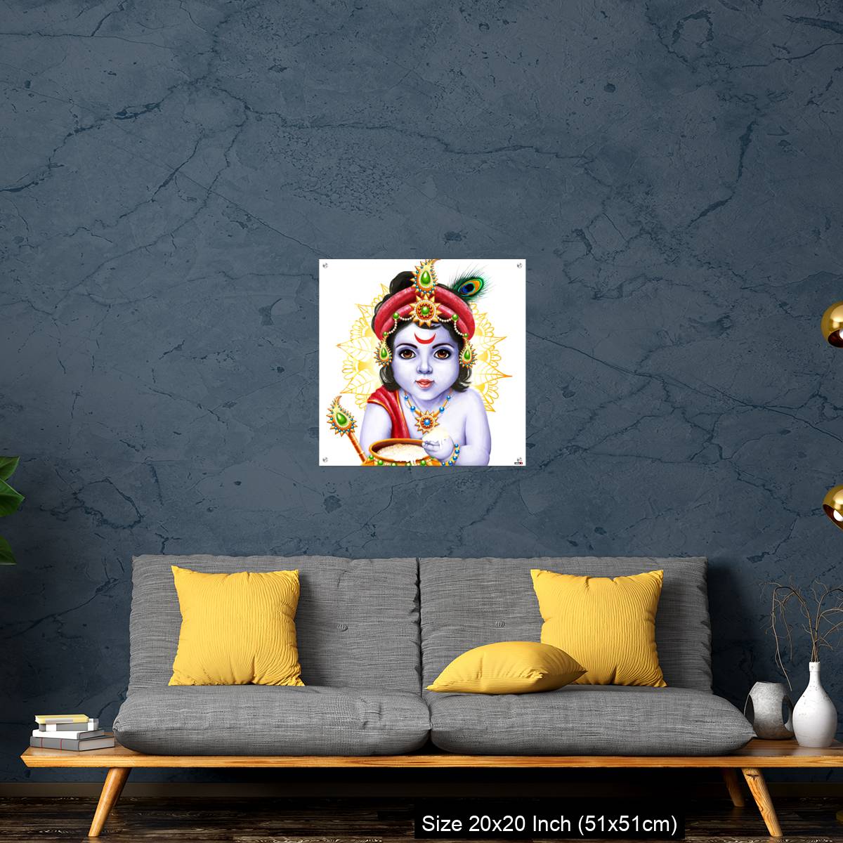 OMGs Acrylic Wall Decor – Little Krishna with a pot of butter on ornament background. - Image 21
