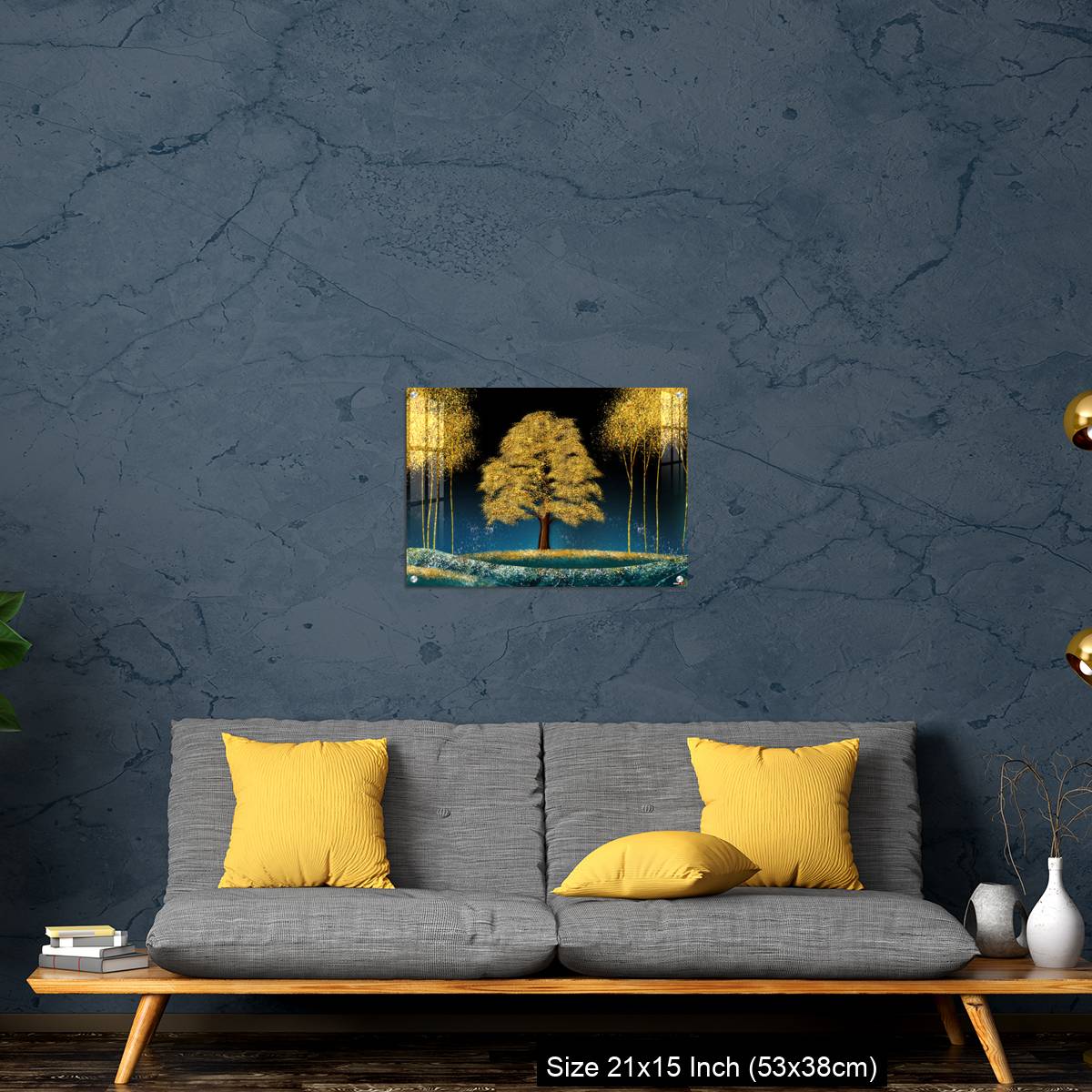 OMGs Acrylic Wall Decor – Modern canvas art mural wallpaper landscape moon, golden christmas trees, colorful mountains - Image 21