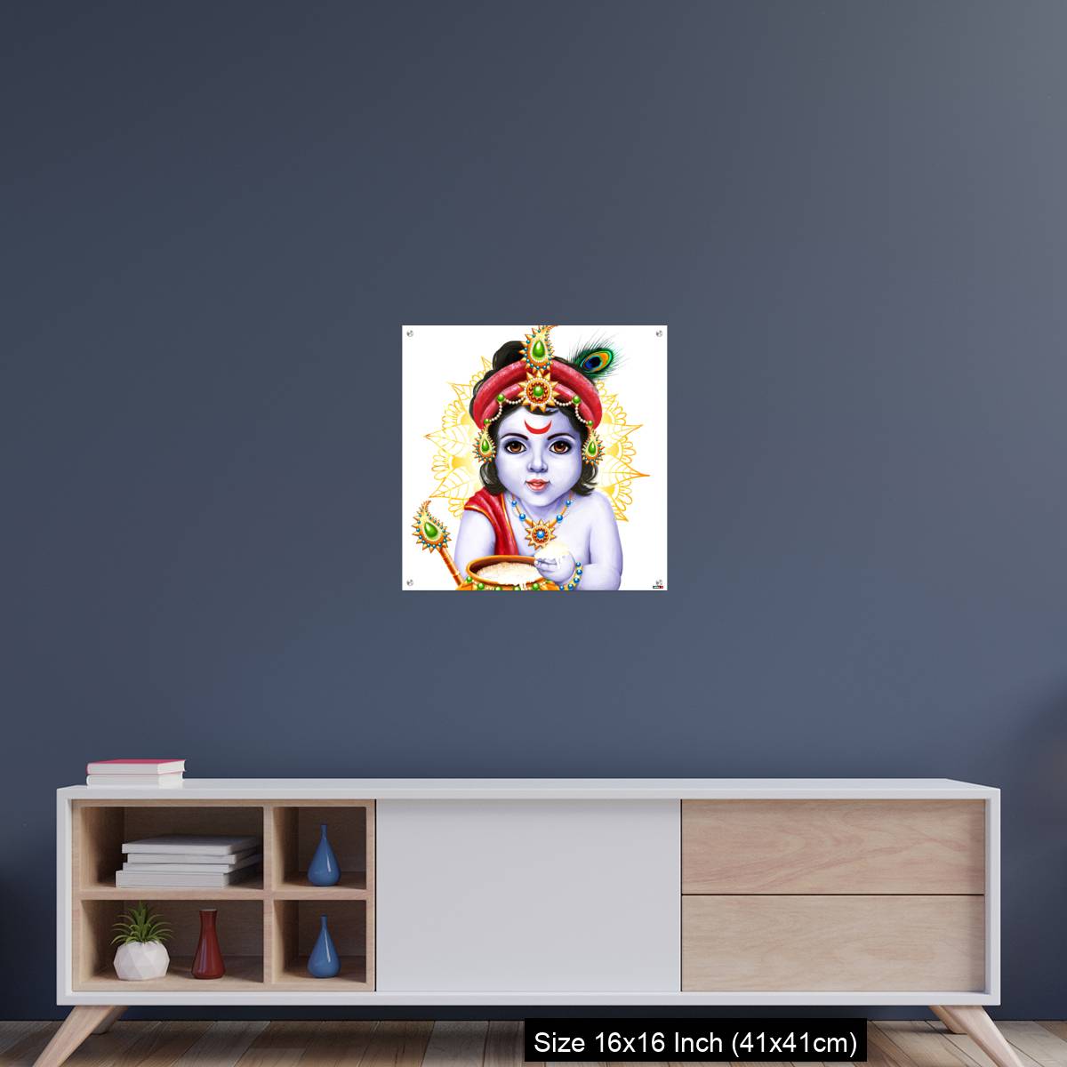 OMGs Acrylic Wall Decor – Little Krishna with a pot of butter on ornament background. - Image 22