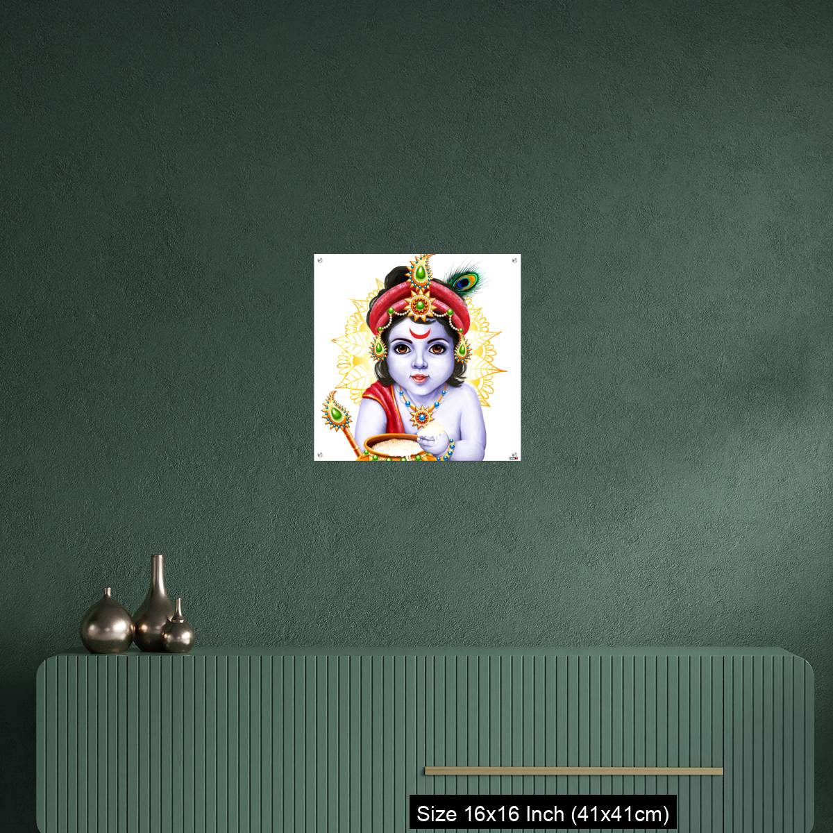 OMGs Acrylic Wall Decor – Little Krishna with a pot of butter on ornament background. - Image 23