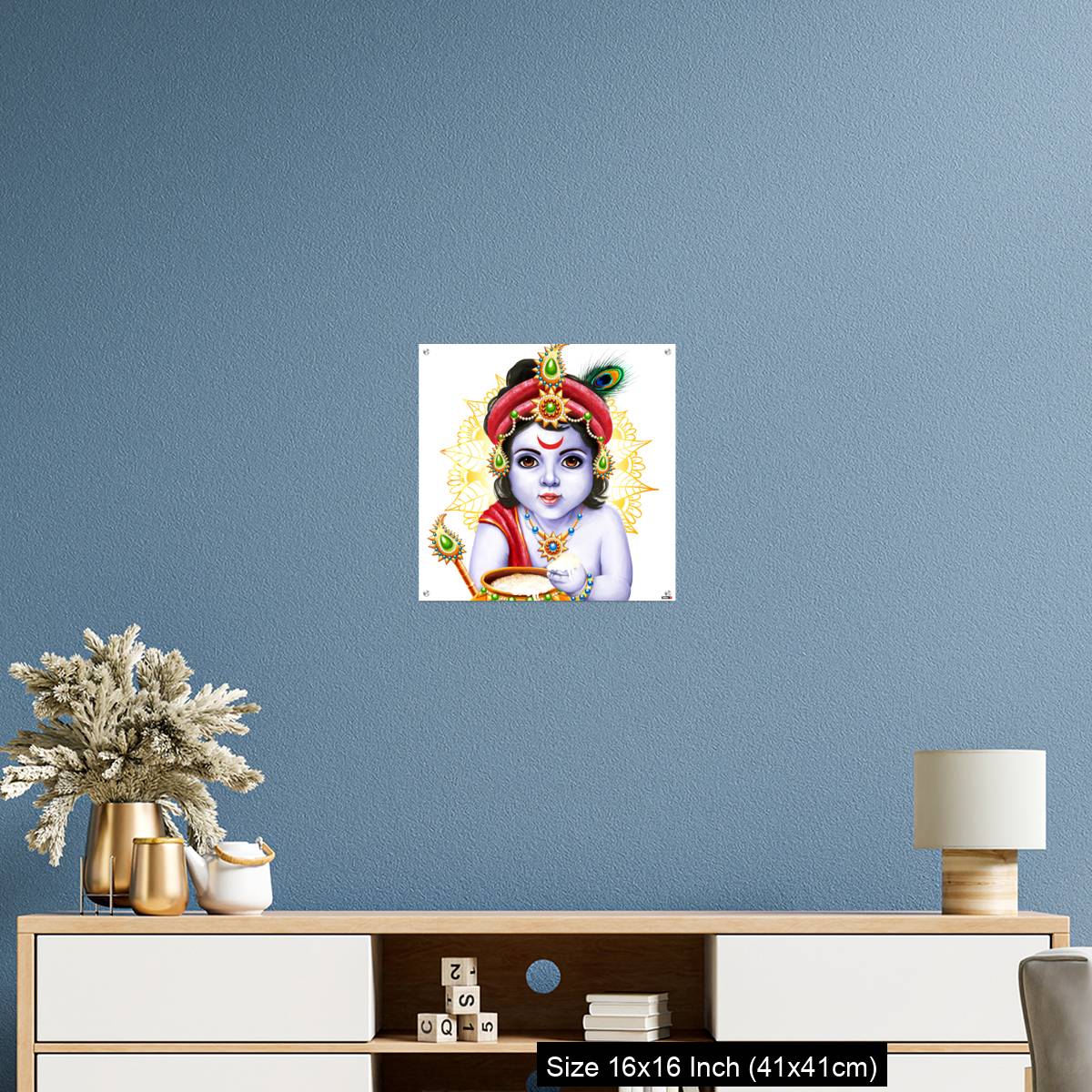 OMGs Acrylic Wall Decor – Little Krishna with a pot of butter on ornament background. - Image 24