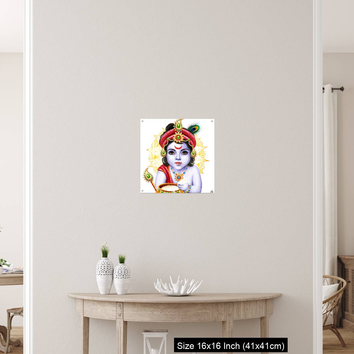 OMGs Acrylic Wall Decor – Little Krishna with a pot of butter on ornament background. - Image 26
