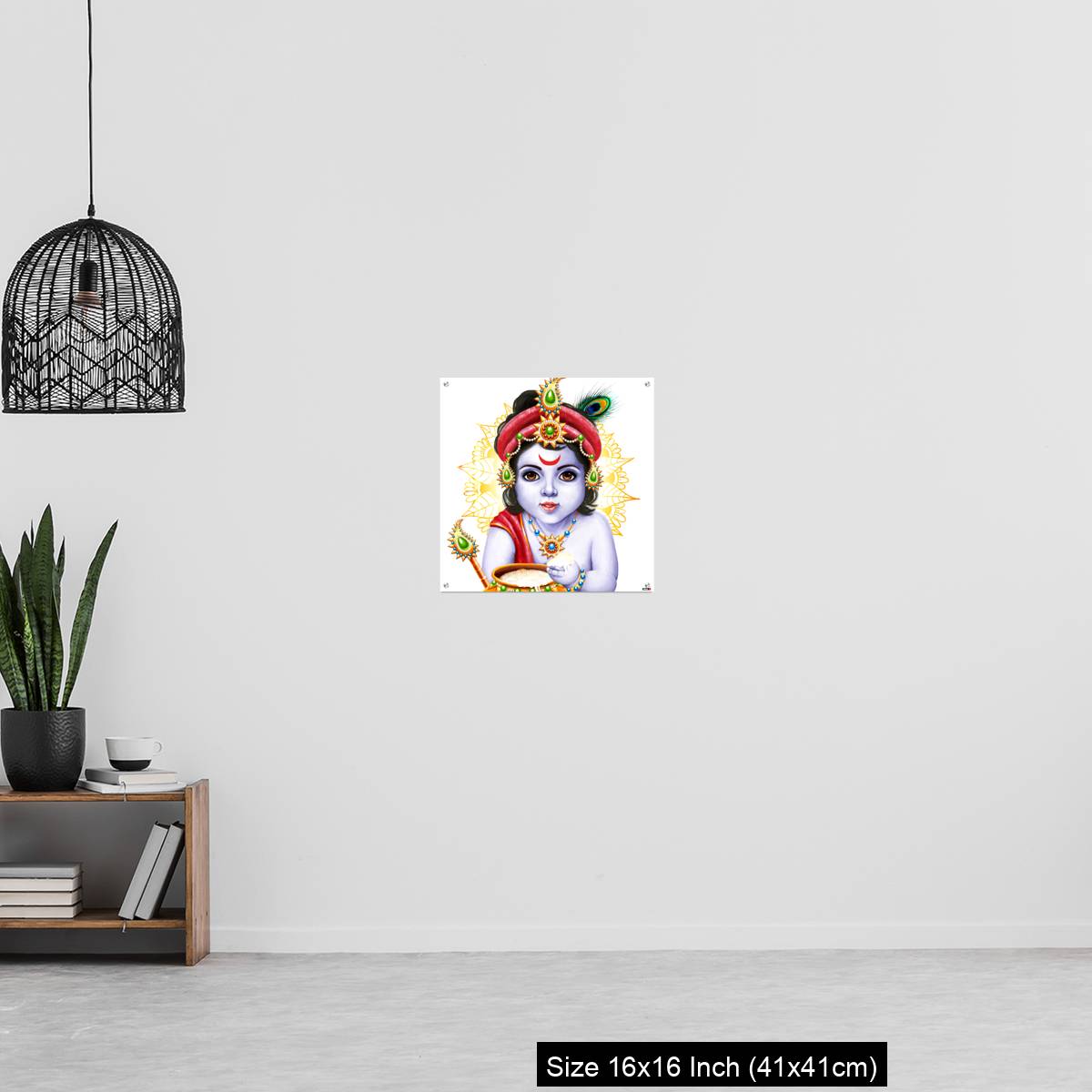 OMGs Acrylic Wall Decor – Little Krishna with a pot of butter on ornament background. - Image 27