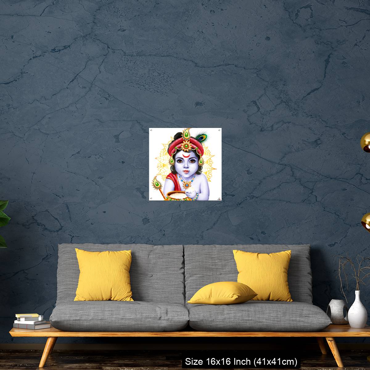 OMGs Acrylic Wall Decor – Little Krishna with a pot of butter on ornament background. - Image 28