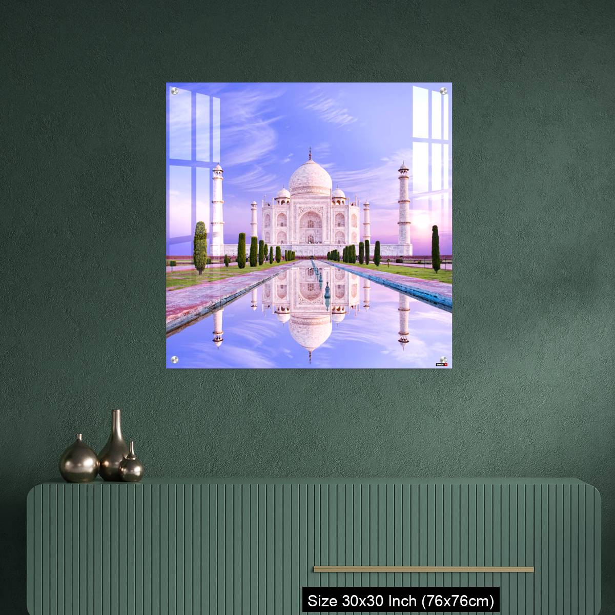 OMGs Acrylic Wall Decor – Amazing view on the Taj Mahal in sun light with reflection in water. - Image 2