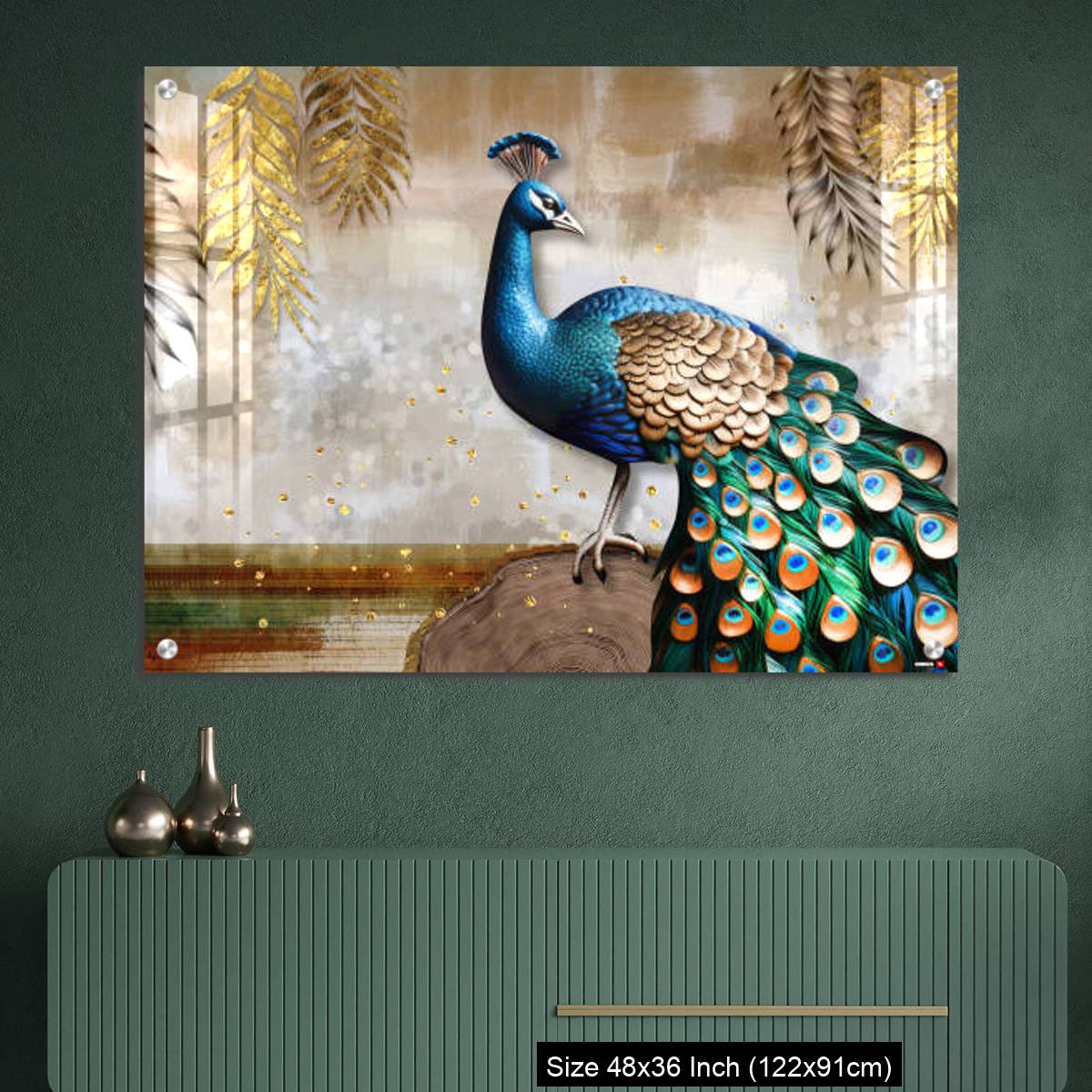 OMGs Acrylic Wall Decor – Colorful peacock on the stem. - Image 2
