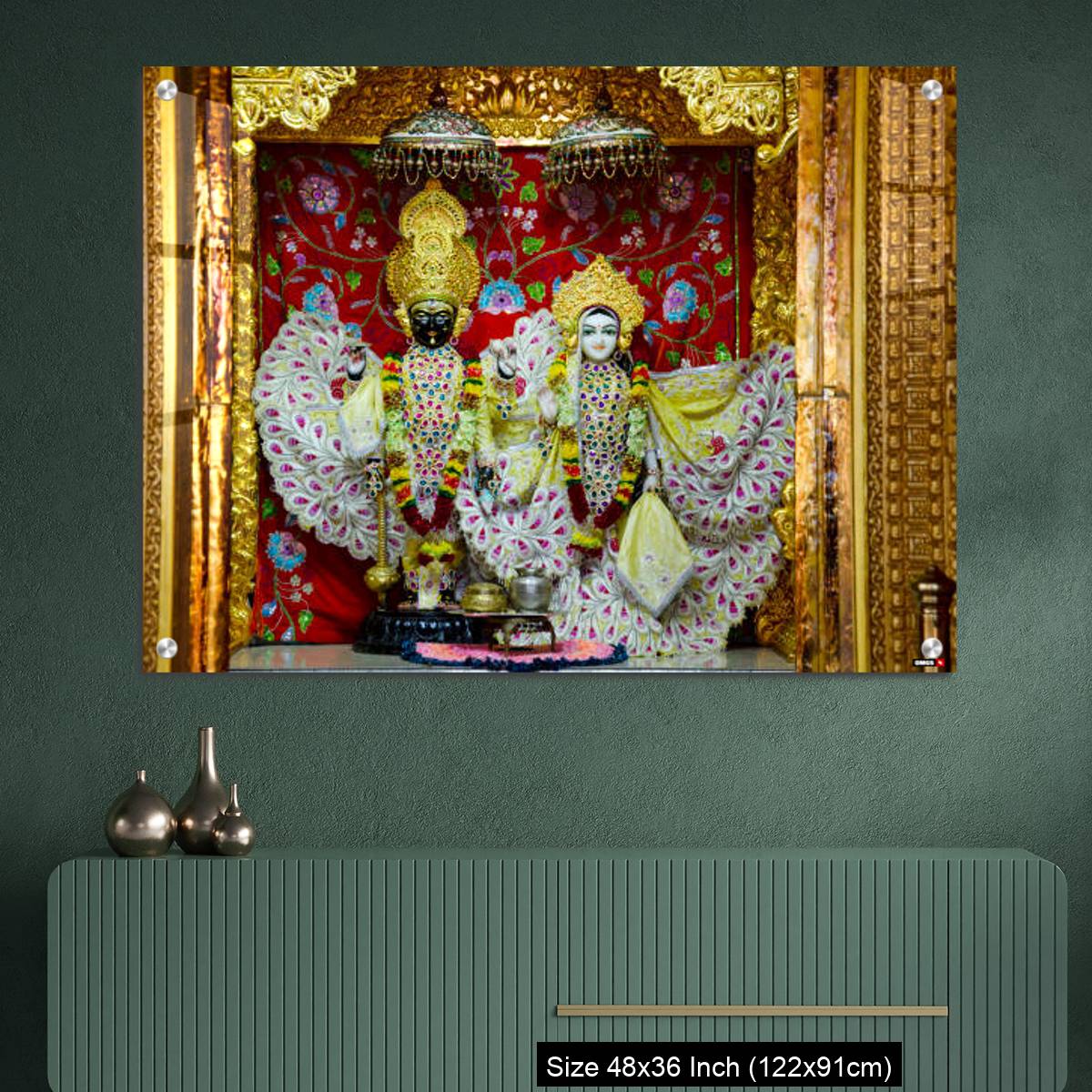 OMGs Acrylic Wall Decor – Radha and Krishna idols inside the Swaminarayan temple at Nilkanthdham, Poicha, Gujarat, India - Image 2