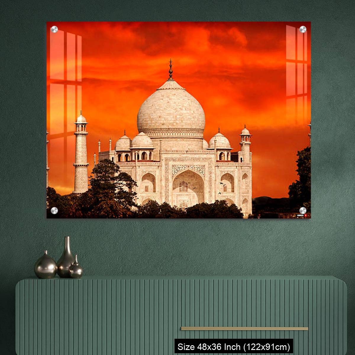 OMGs Acrylic Wall Decor – Retro filtered sunset over Taj Mahal, India. - Image 2