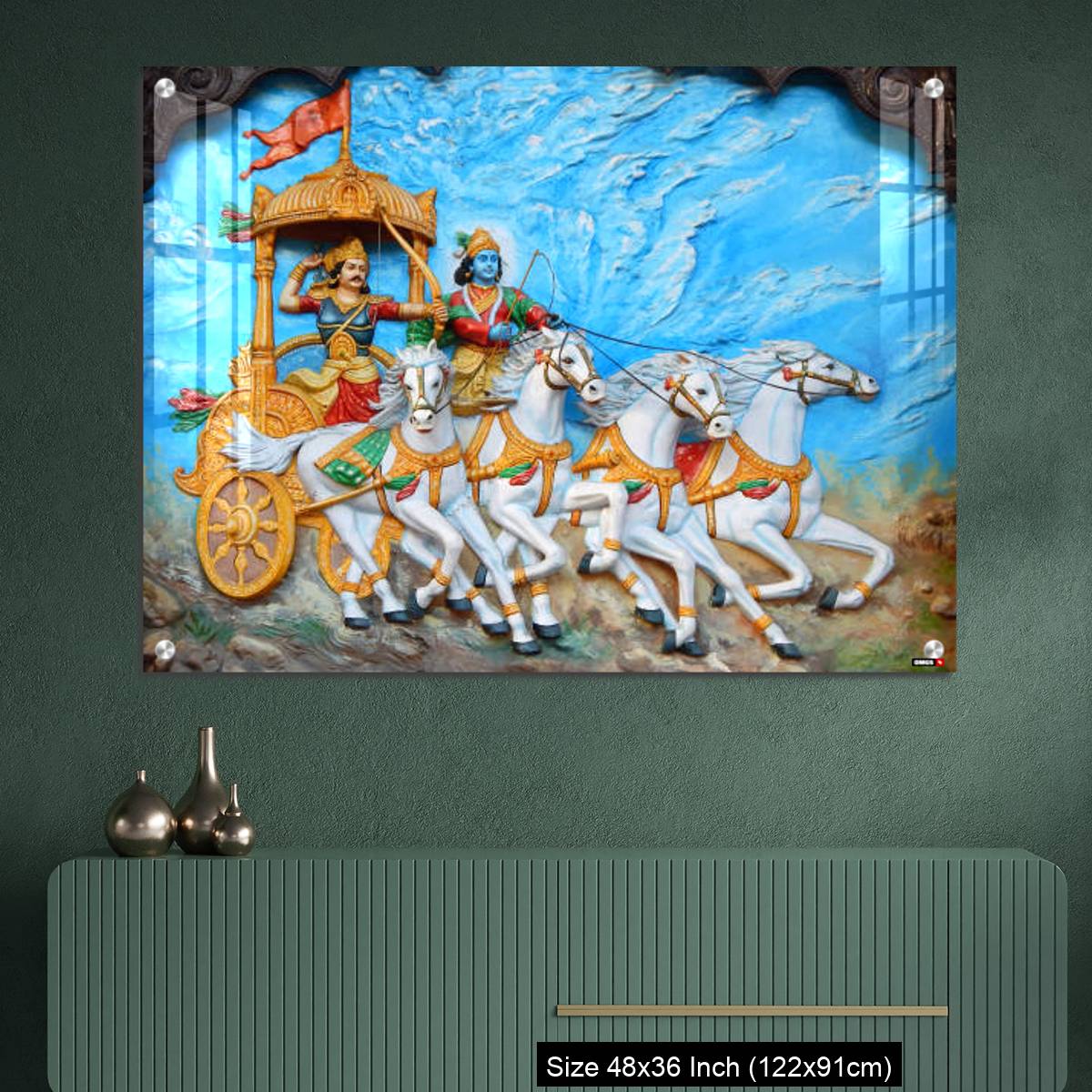 OMGs Acrylic Wall Decor – God Krishna and Arjuna as warrior in Mahabharata war - Image 2