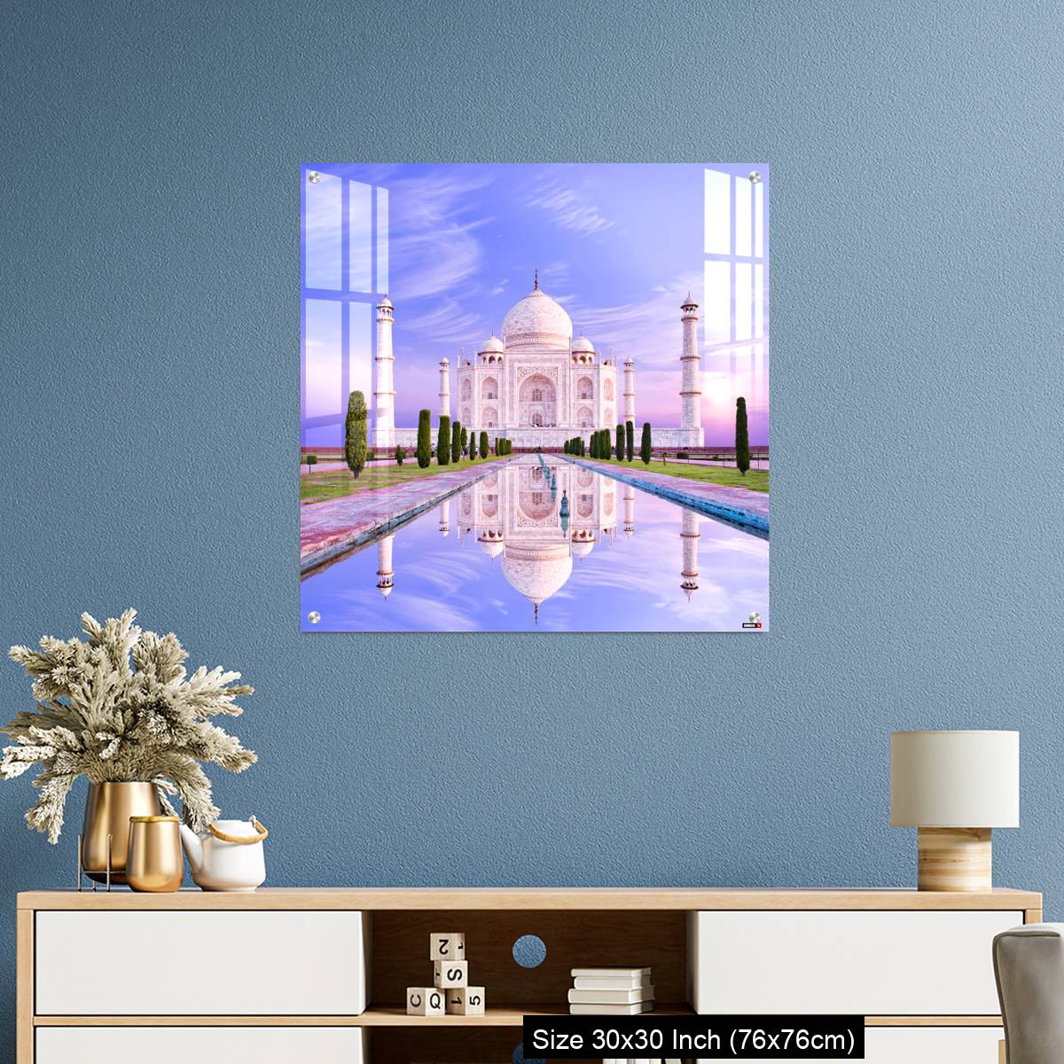 OMGs Acrylic Wall Decor – Amazing view on the Taj Mahal in sun light with reflection in water. - Image 3