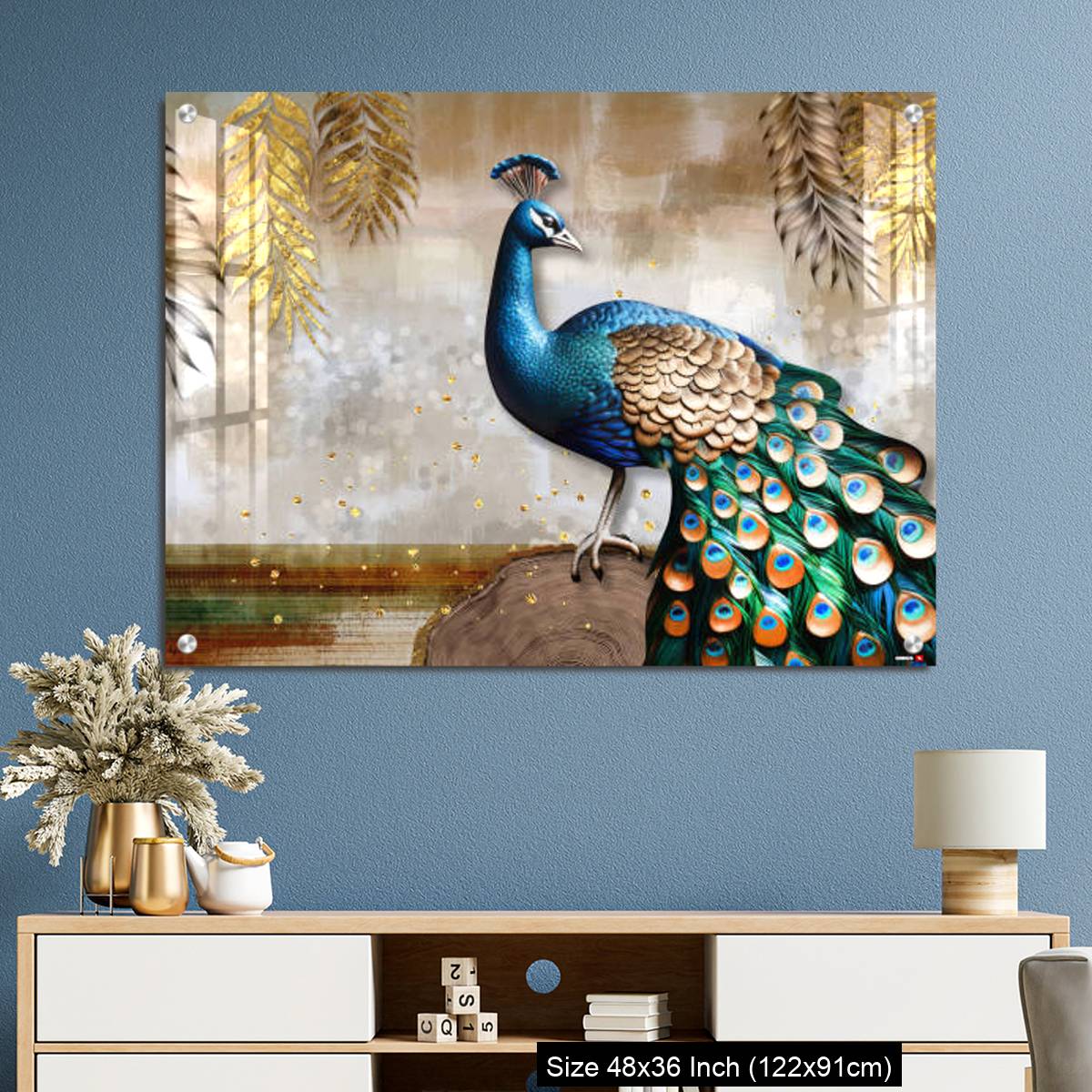 OMGs Acrylic Wall Decor – Colorful peacock on the stem. - Image 3