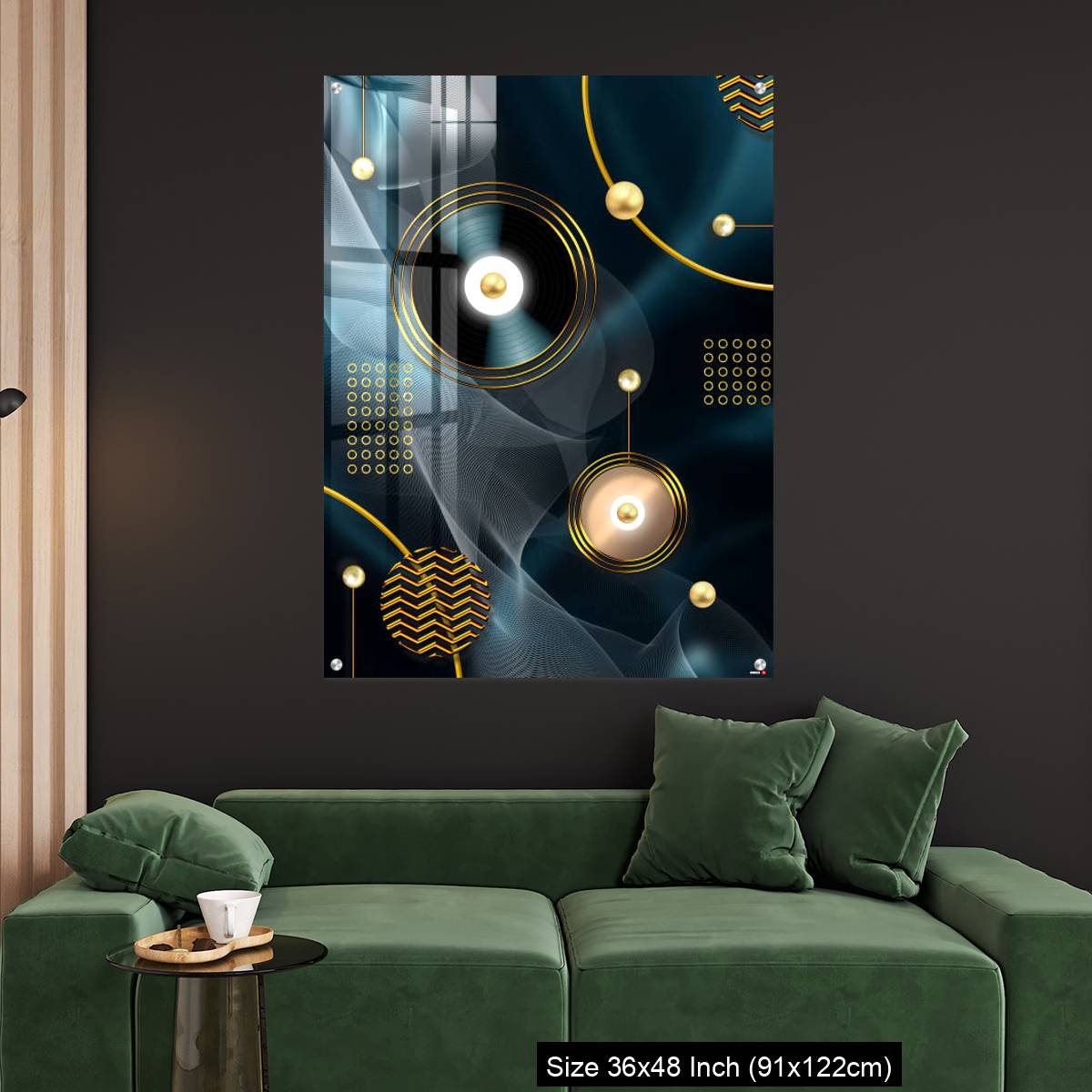 OMGs Acrylic Wall Decor – Golden lines and circle in dark blue background - Image 4