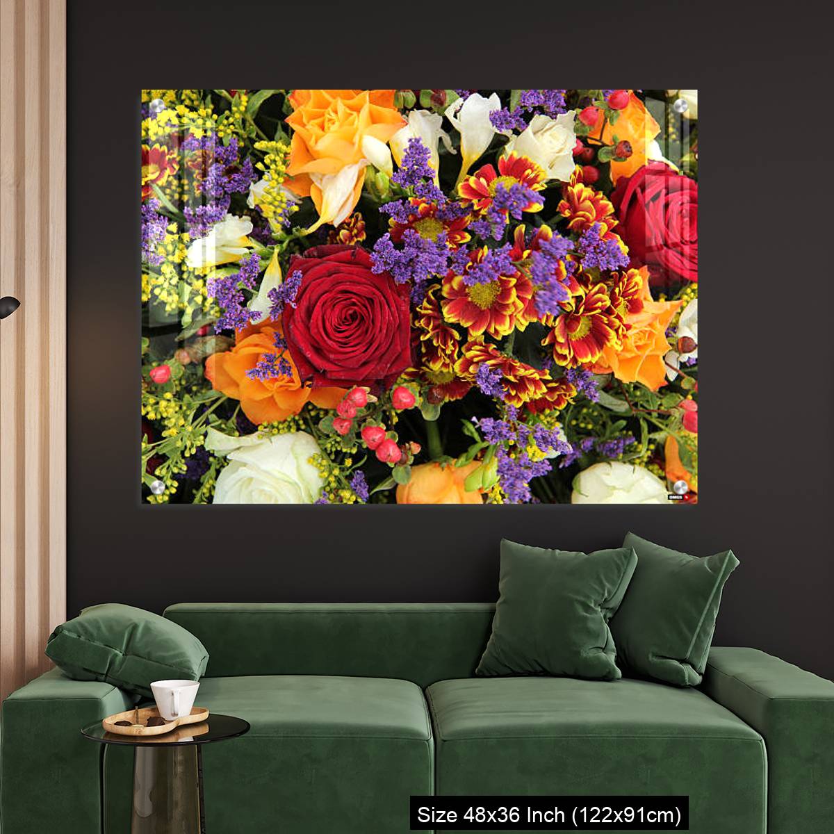 OMGs Acrylic Wall Decor – Mixed floral arrangement in yellow, red and white - Image 4