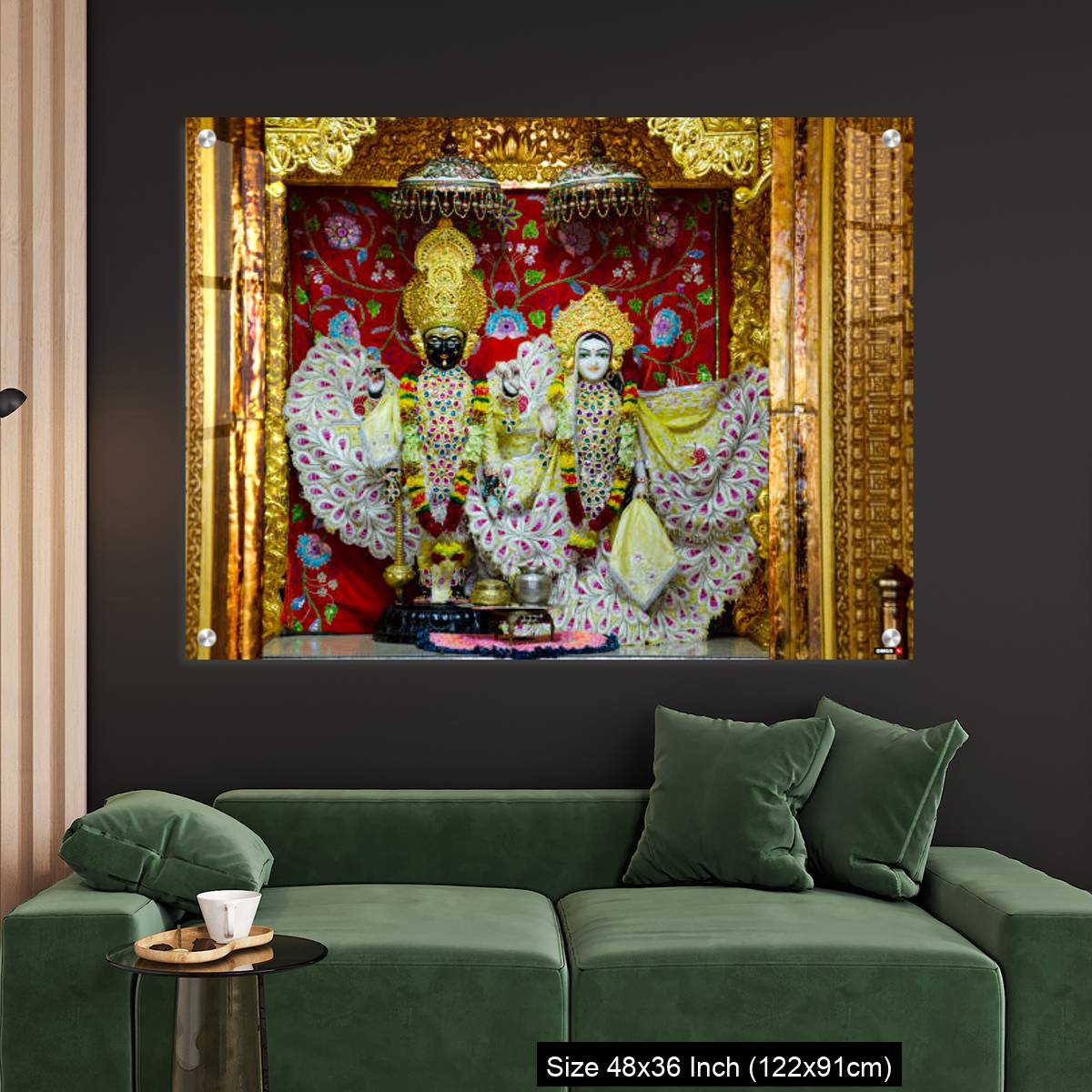 OMGs Acrylic Wall Decor – Radha and Krishna idols inside the Swaminarayan temple at Nilkanthdham, Poicha, Gujarat, India - Image 4
