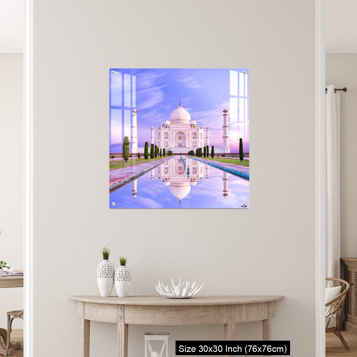 OMGs Acrylic Wall Decor – Amazing view on the Taj Mahal in sun light with reflection in water. - Image 5