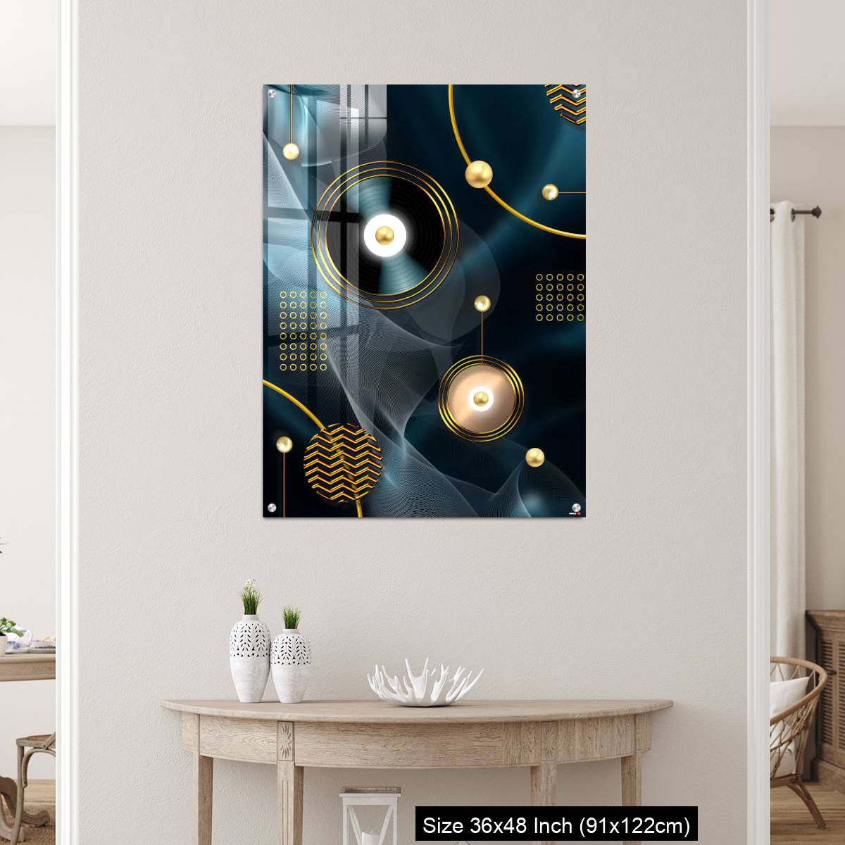 OMGs Acrylic Wall Decor – Golden lines and circle in dark blue background - Image 5