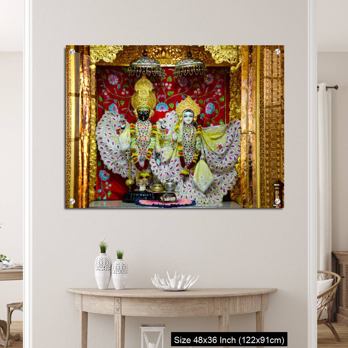OMGs Acrylic Wall Decor – Radha and Krishna idols inside the Swaminarayan temple at Nilkanthdham, Poicha, Gujarat, India - Image 5