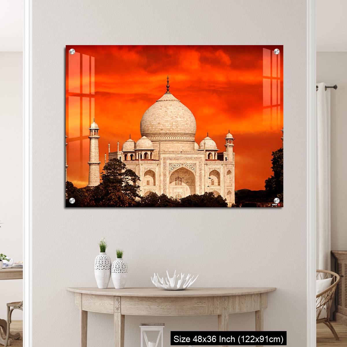 OMGs Acrylic Wall Decor – Retro filtered sunset over Taj Mahal, India. - Image 5
