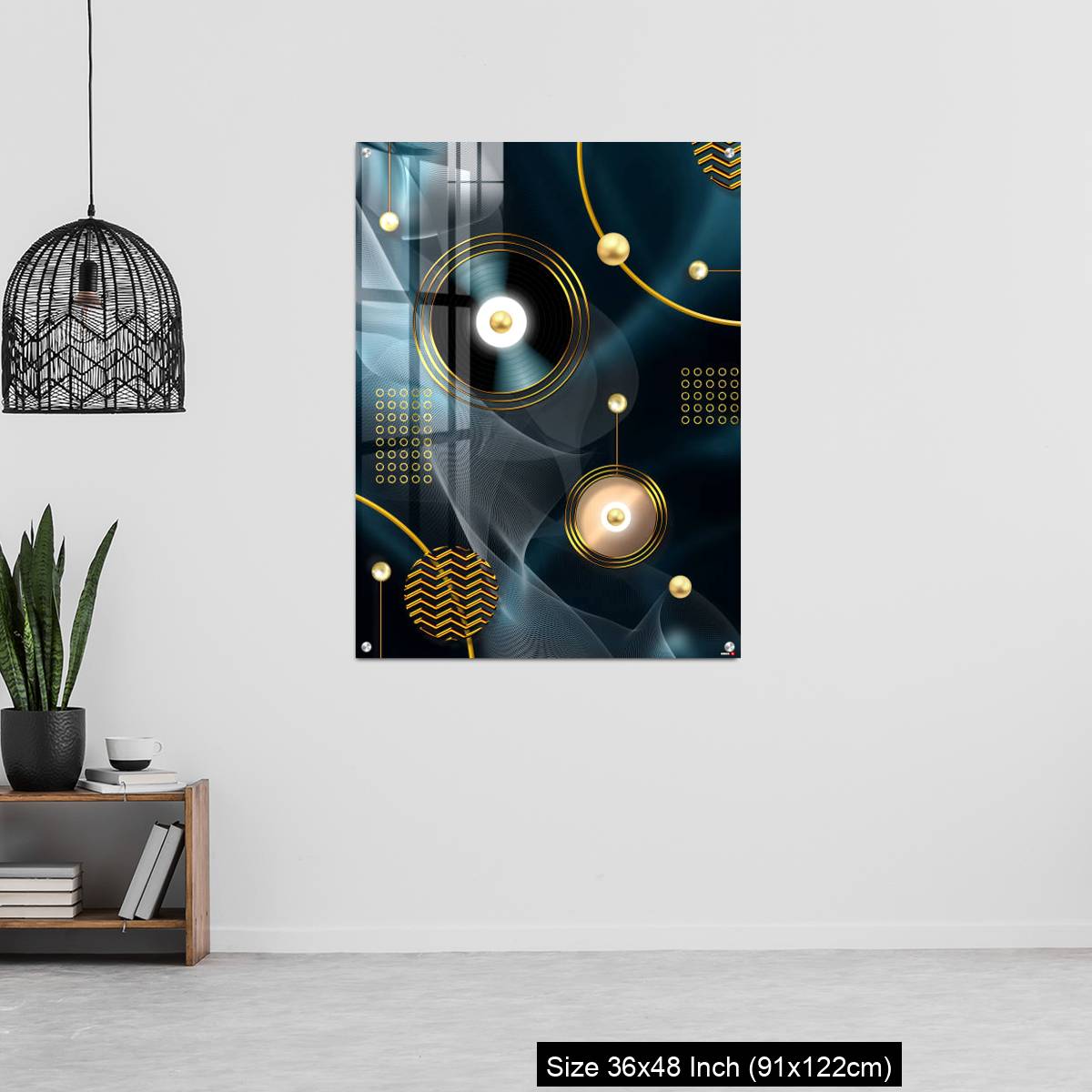 OMGs Acrylic Wall Decor – Golden lines and circle in dark blue background - Image 6
