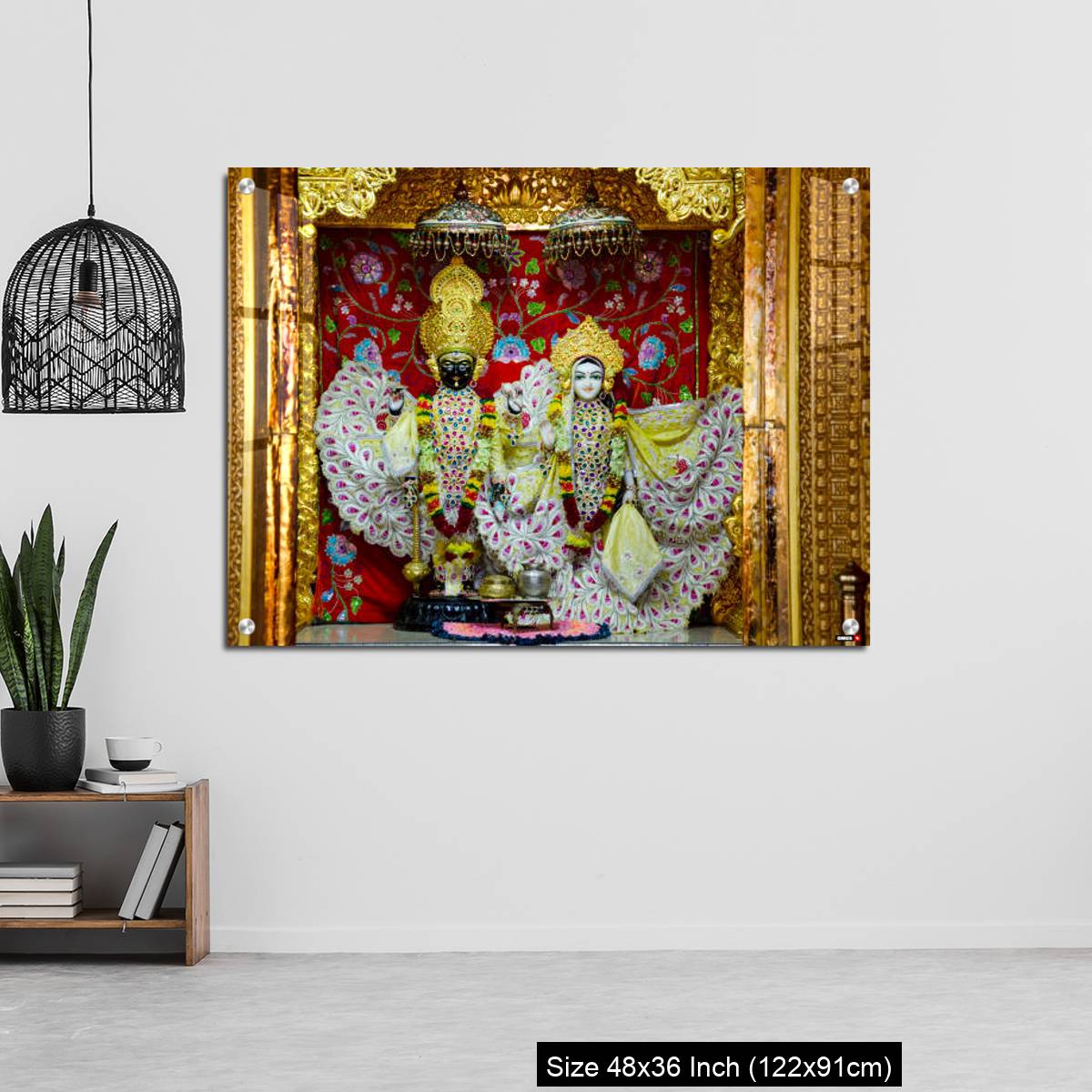 OMGs Acrylic Wall Decor – Radha and Krishna idols inside the Swaminarayan temple at Nilkanthdham, Poicha, Gujarat, India - Image 6