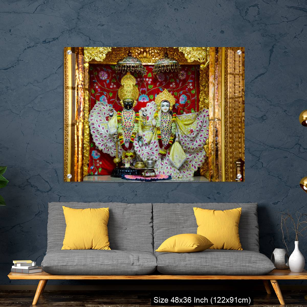 OMGs Acrylic Wall Decor – Radha and Krishna idols inside the Swaminarayan temple at Nilkanthdham, Poicha, Gujarat, India - Image 7