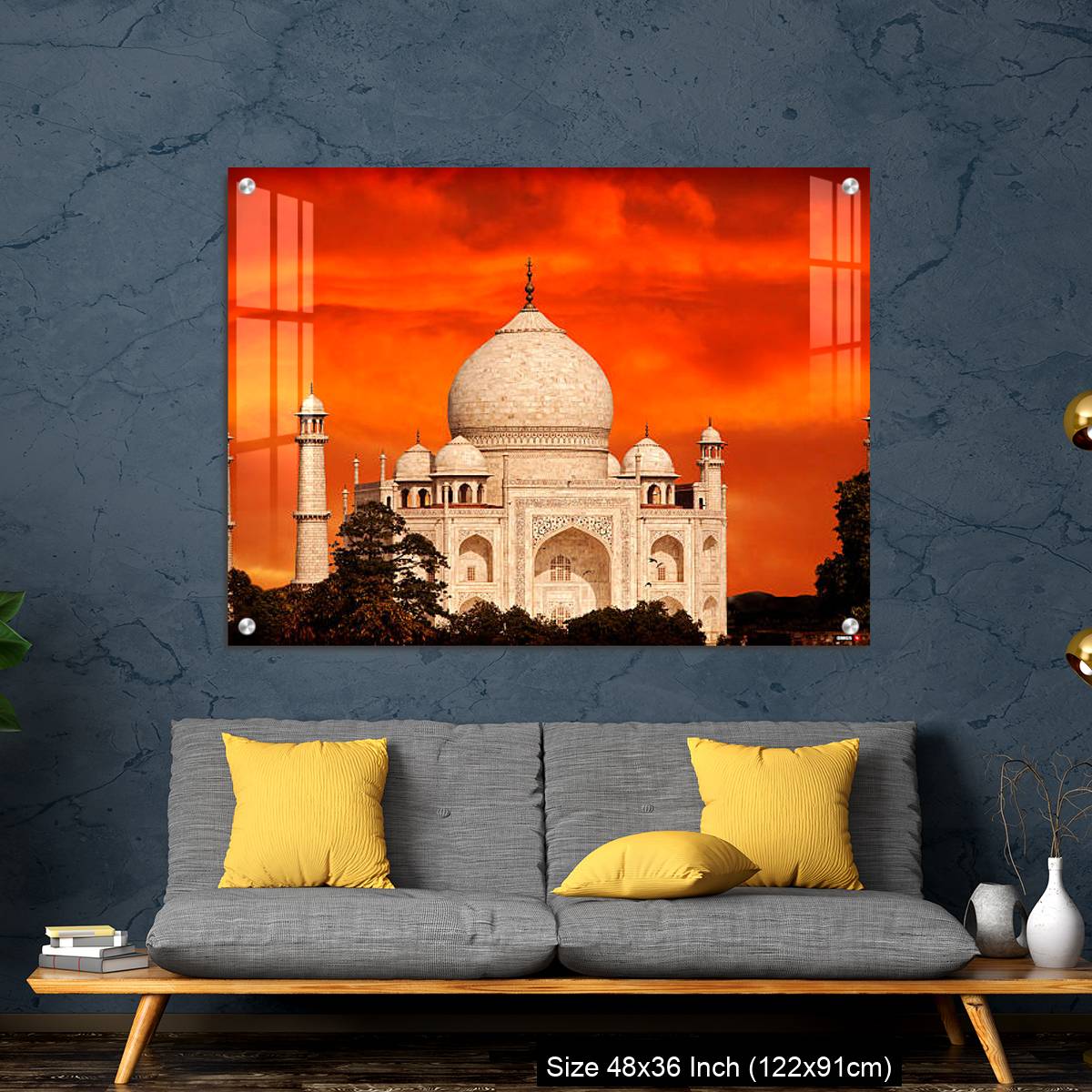 OMGs Acrylic Wall Decor – Retro filtered sunset over Taj Mahal, India. - Image 7