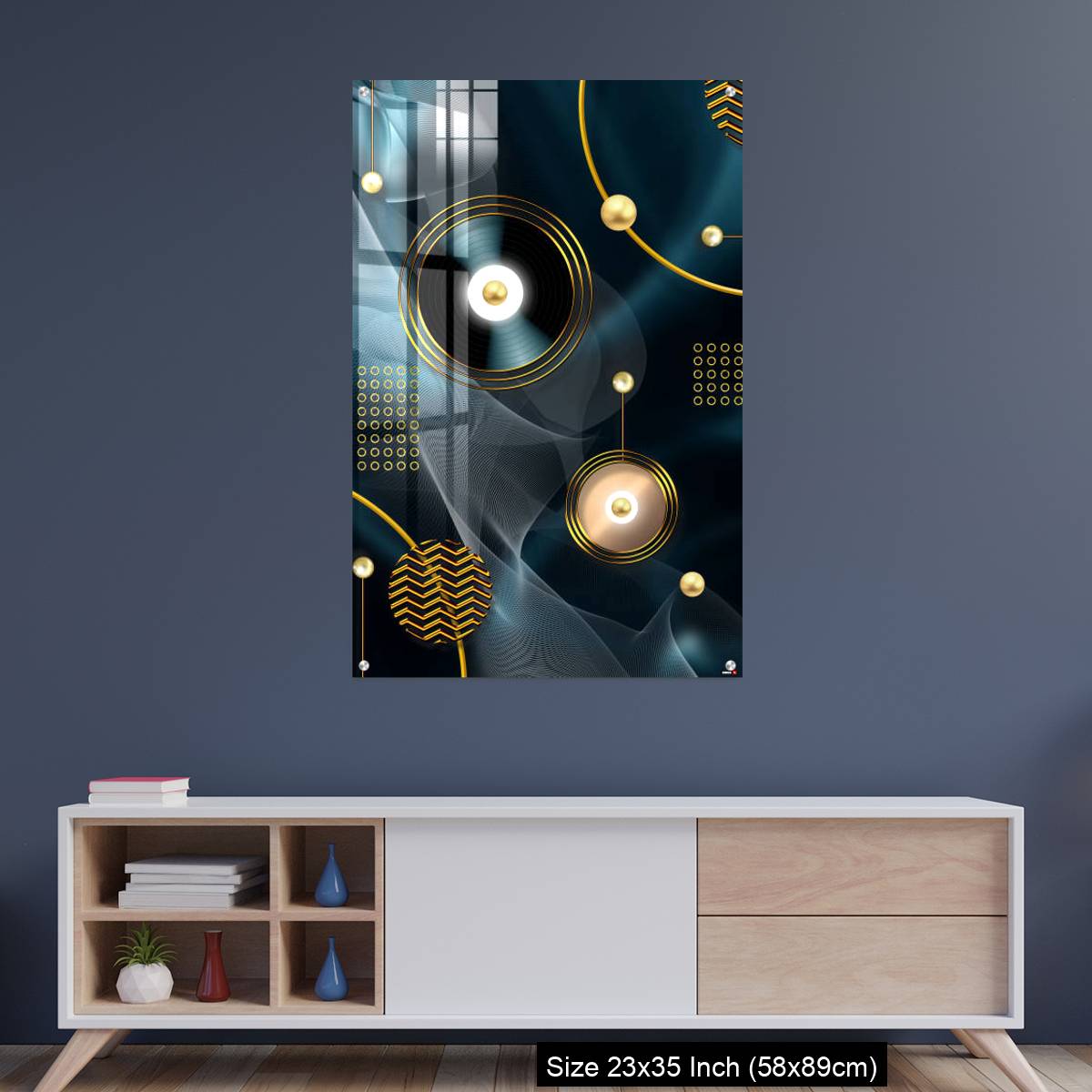 OMGs Acrylic Wall Decor – Golden lines and circle in dark blue background - Image 8