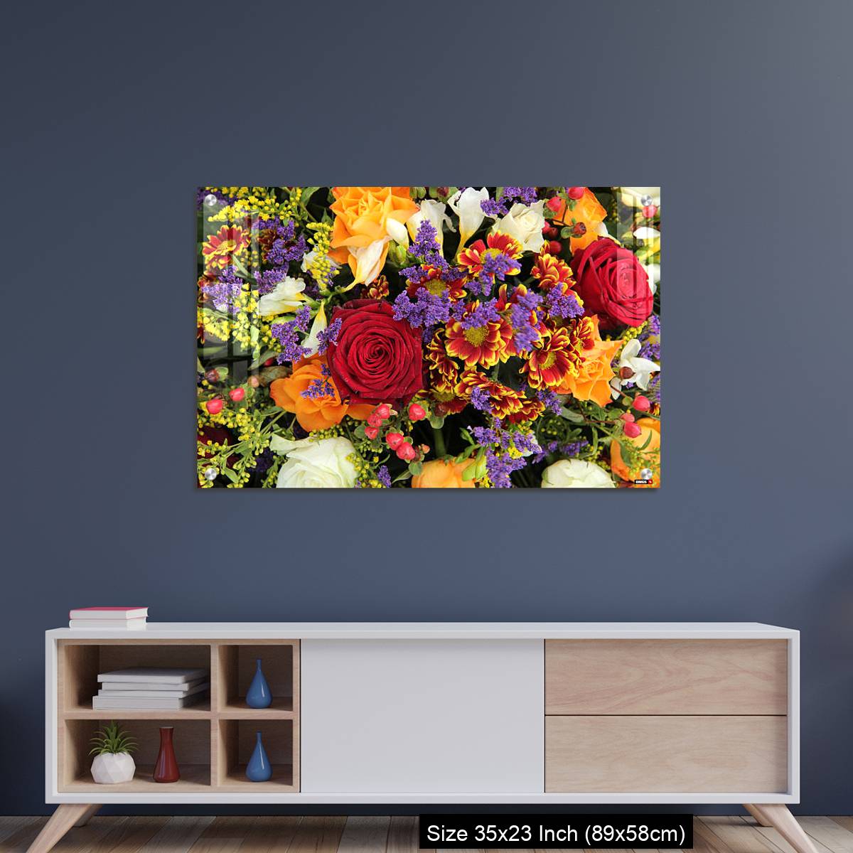 OMGs Acrylic Wall Decor – Mixed floral arrangement in yellow, red and white - Image 8