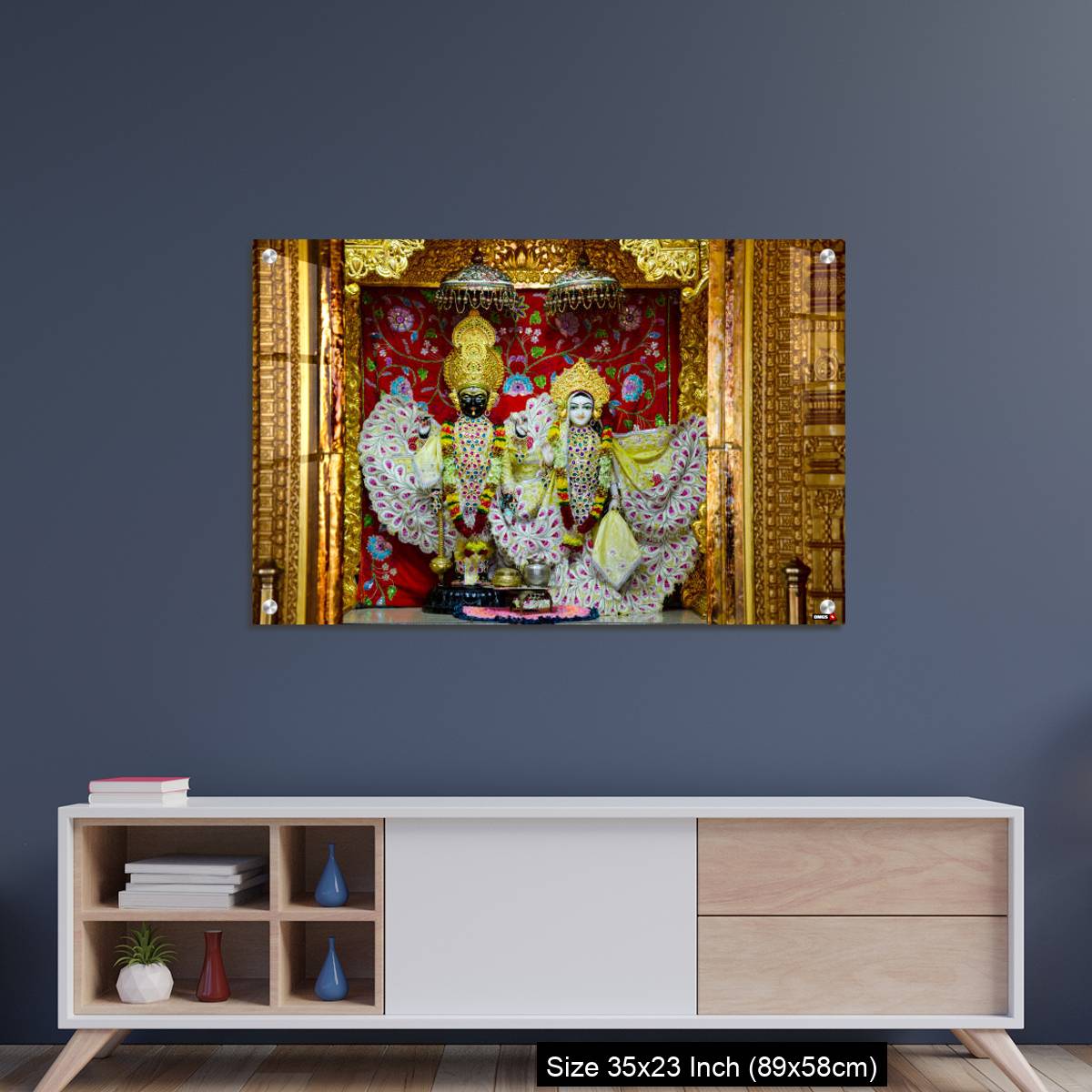 OMGs Acrylic Wall Decor – Radha and Krishna idols inside the Swaminarayan temple at Nilkanthdham, Poicha, Gujarat, India - Image 8
