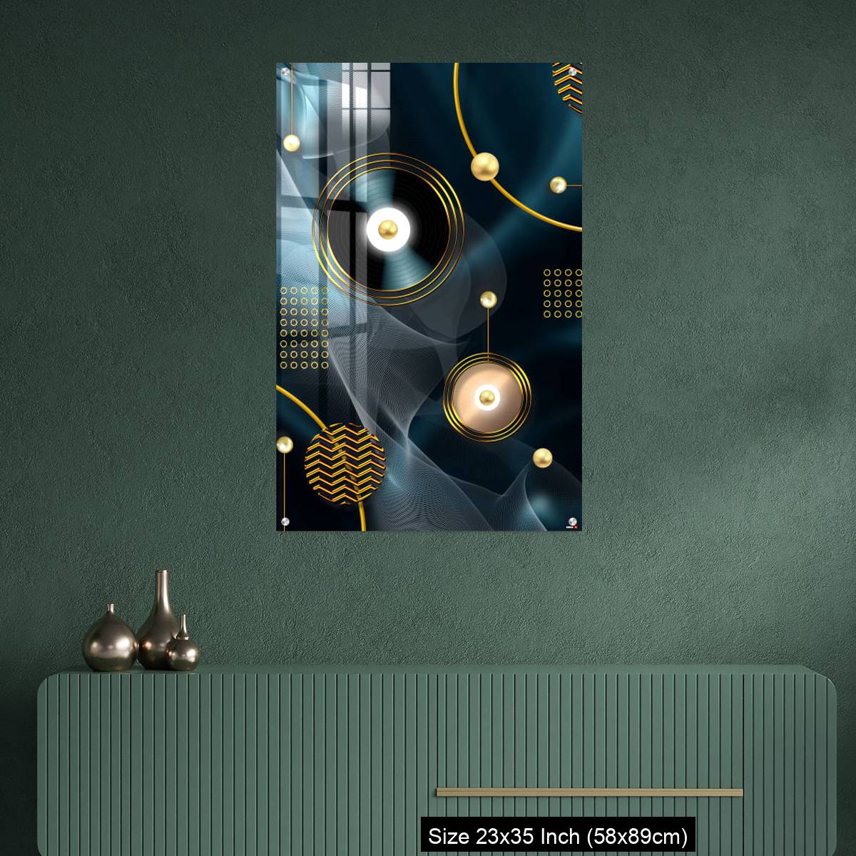 OMGs Acrylic Wall Decor – Golden lines and circle in dark blue background - Image 9