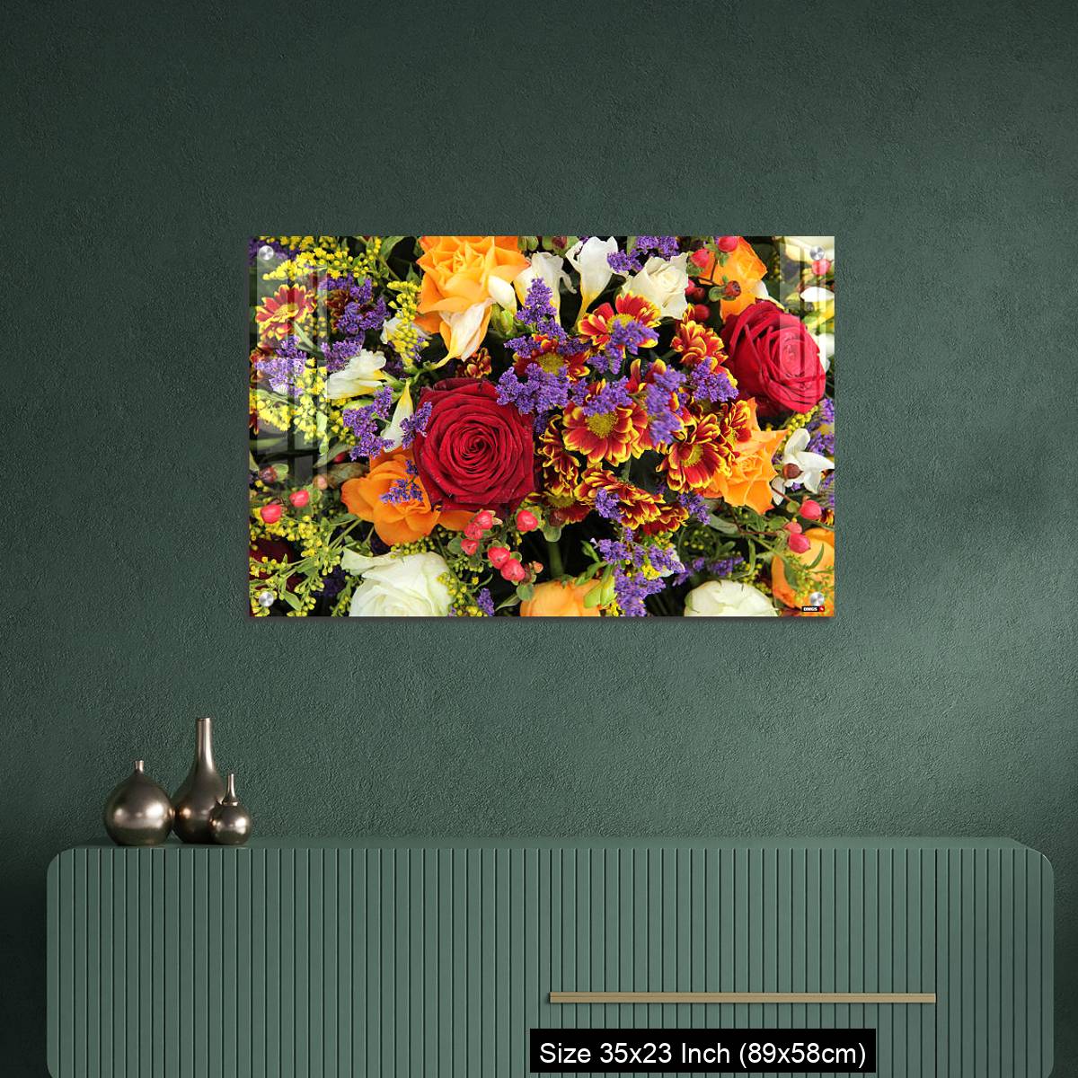 OMGs Acrylic Wall Decor – Mixed floral arrangement in yellow, red and white - Image 9