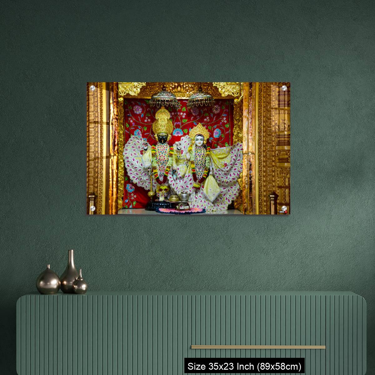 OMGs Acrylic Wall Decor – Radha and Krishna idols inside the Swaminarayan temple at Nilkanthdham, Poicha, Gujarat, India - Image 9