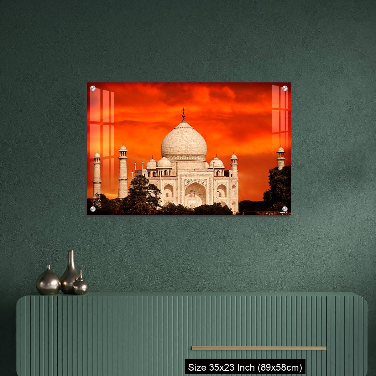 OMGs Acrylic Wall Decor – Retro filtered sunset over Taj Mahal, India. - Image 9