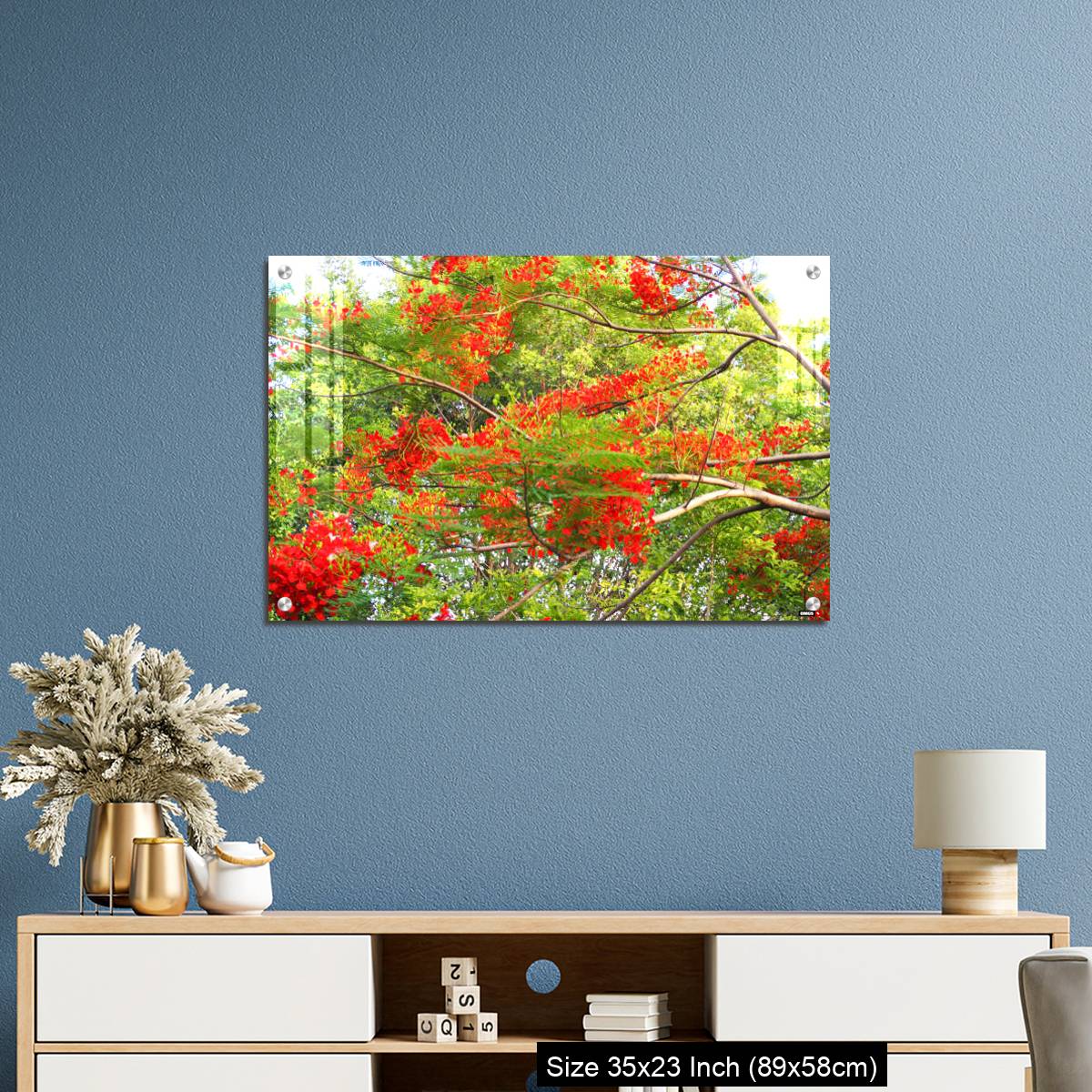 OMGs Acrylic Wall Decor – Beautiful of peacock flower with  blue sky background. - Image 10