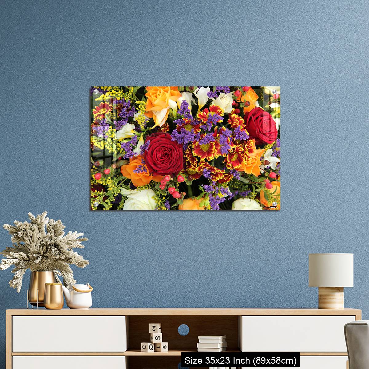 OMGs Acrylic Wall Decor – Mixed floral arrangement in yellow, red and white - Image 10