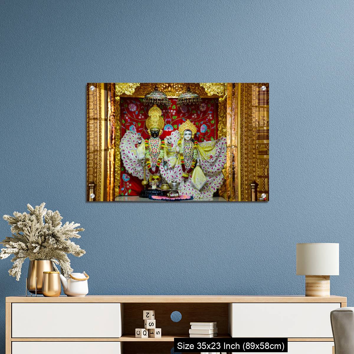 OMGs Acrylic Wall Decor – Radha and Krishna idols inside the Swaminarayan temple at Nilkanthdham, Poicha, Gujarat, India - Image 10