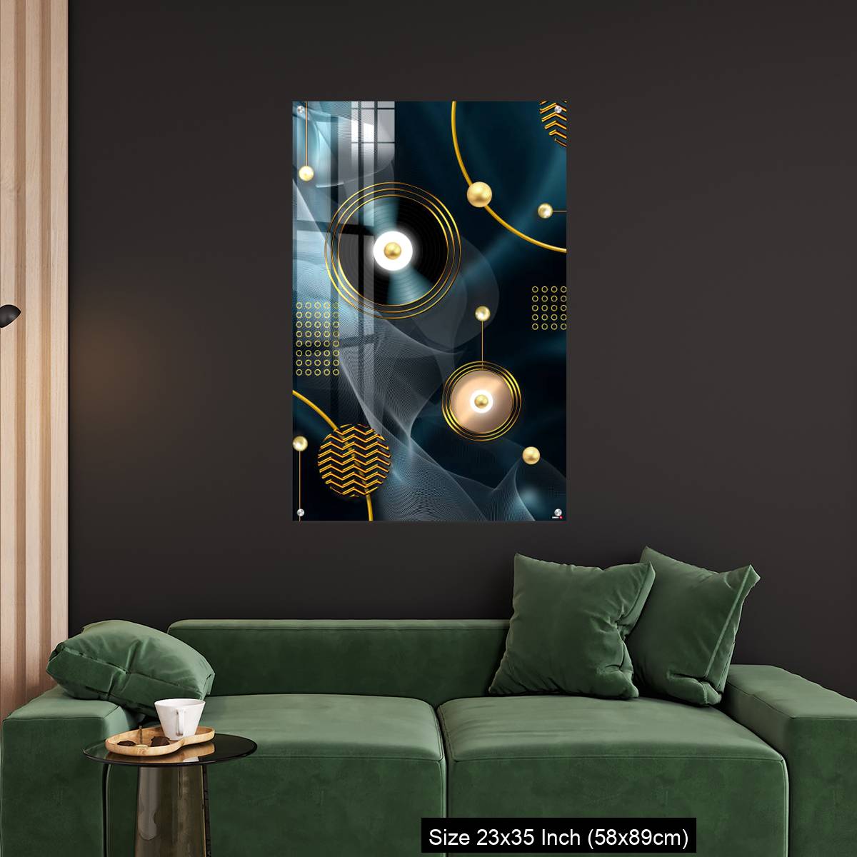 OMGs Acrylic Wall Decor – Golden lines and circle in dark blue background - Image 11