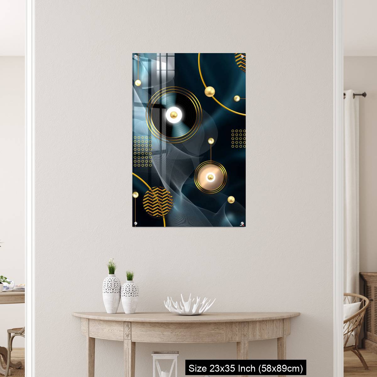 OMGs Acrylic Wall Decor – Golden lines and circle in dark blue background - Image 12