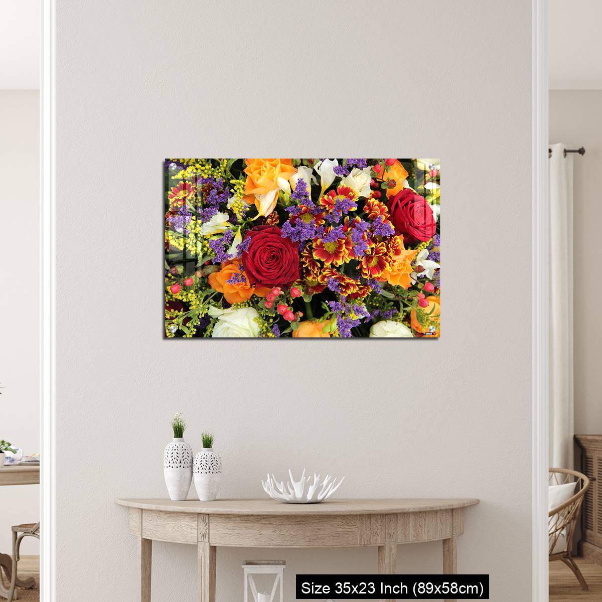 OMGs Acrylic Wall Decor – Mixed floral arrangement in yellow, red and white - Image 12