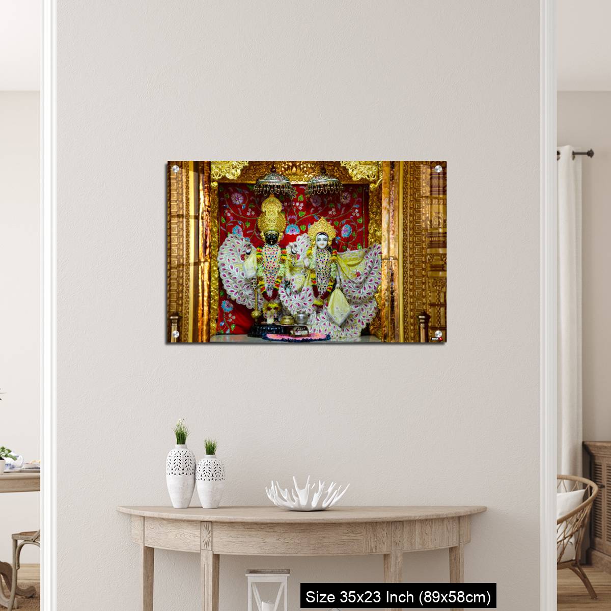 OMGs Acrylic Wall Decor – Radha and Krishna idols inside the Swaminarayan temple at Nilkanthdham, Poicha, Gujarat, India - Image 12