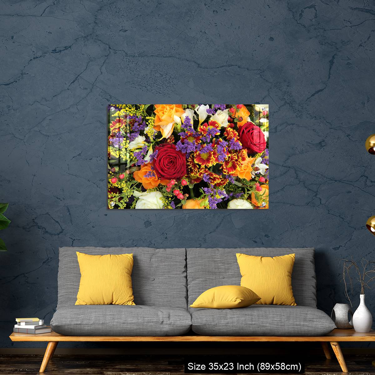 OMGs Acrylic Wall Decor – Mixed floral arrangement in yellow, red and white - Image 14