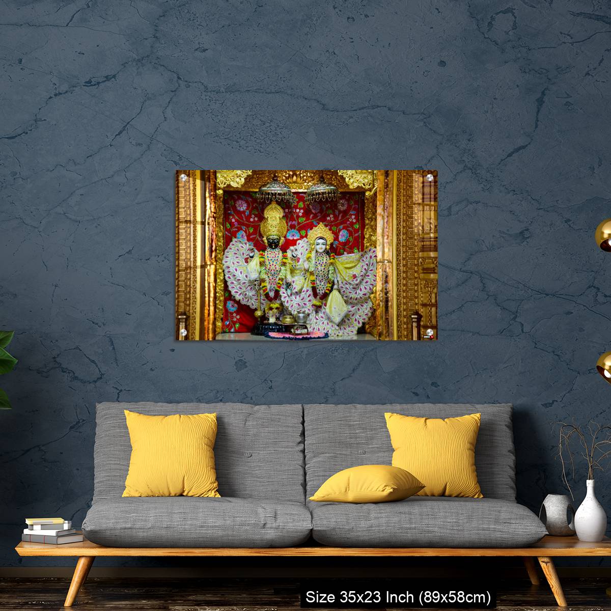 OMGs Acrylic Wall Decor – Radha and Krishna idols inside the Swaminarayan temple at Nilkanthdham, Poicha, Gujarat, India - Image 14