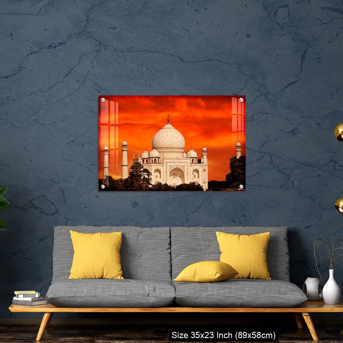 OMGs Acrylic Wall Decor – Retro filtered sunset over Taj Mahal, India. - Image 14