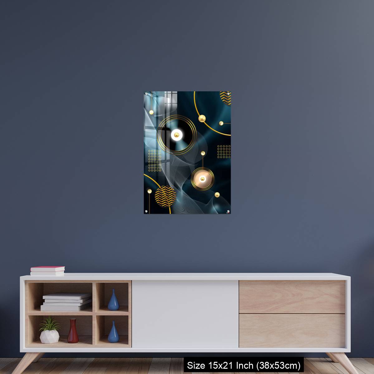 OMGs Acrylic Wall Decor – Golden lines and circle in dark blue background - Image 15
