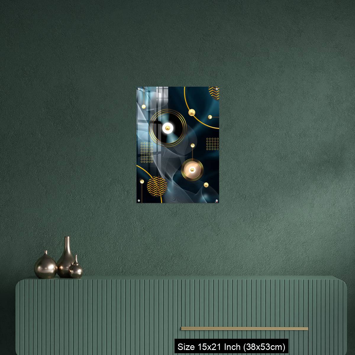 OMGs Acrylic Wall Decor – Golden lines and circle in dark blue background - Image 16