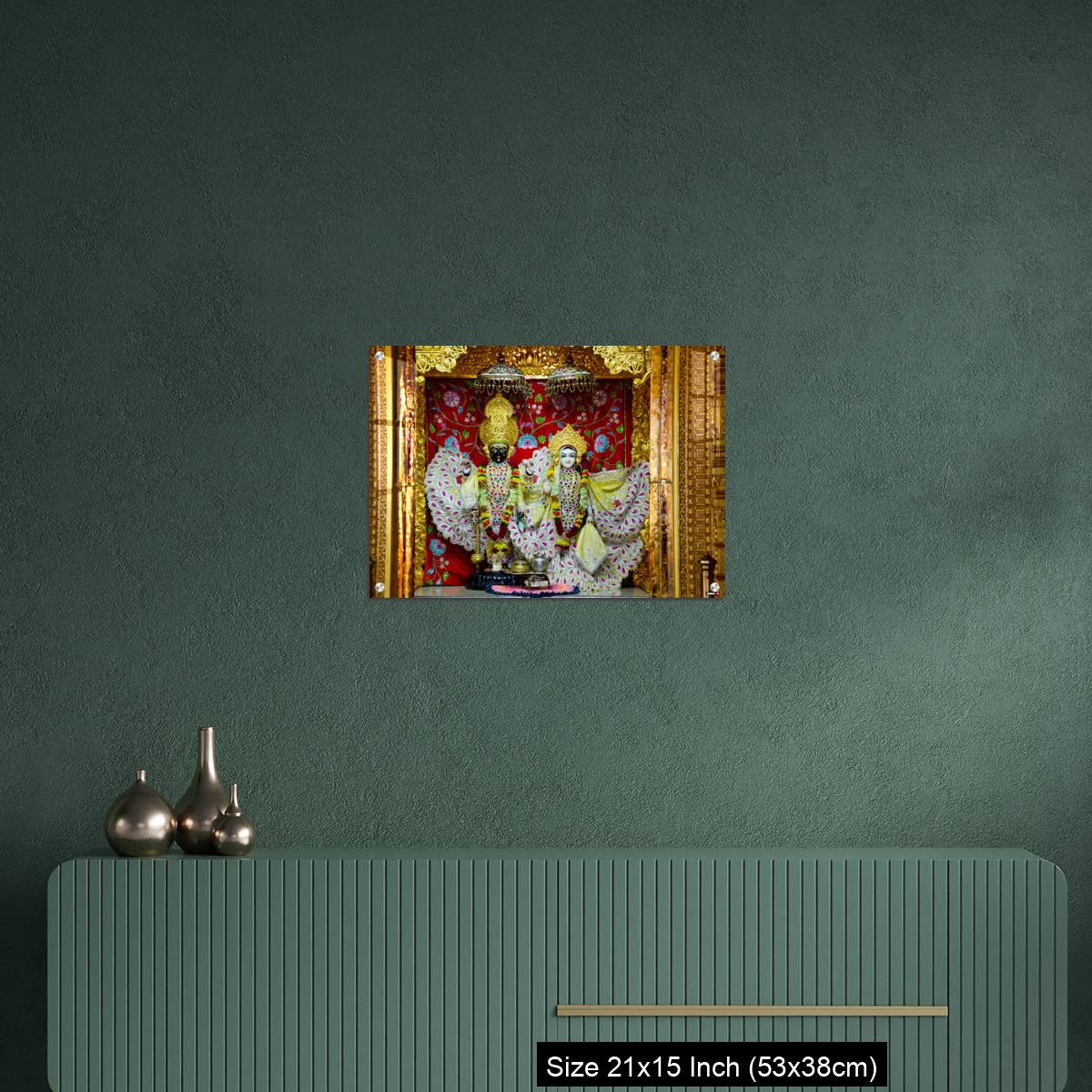 OMGs Acrylic Wall Decor – Radha and Krishna idols inside the Swaminarayan temple at Nilkanthdham, Poicha, Gujarat, India - Image 16