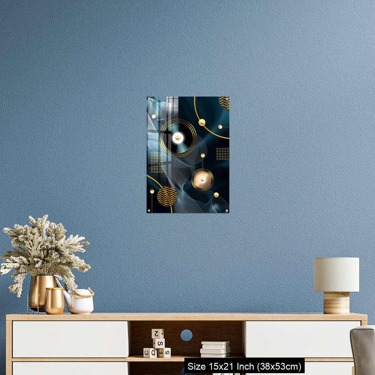 OMGs Acrylic Wall Decor – Golden lines and circle in dark blue background - Image 17